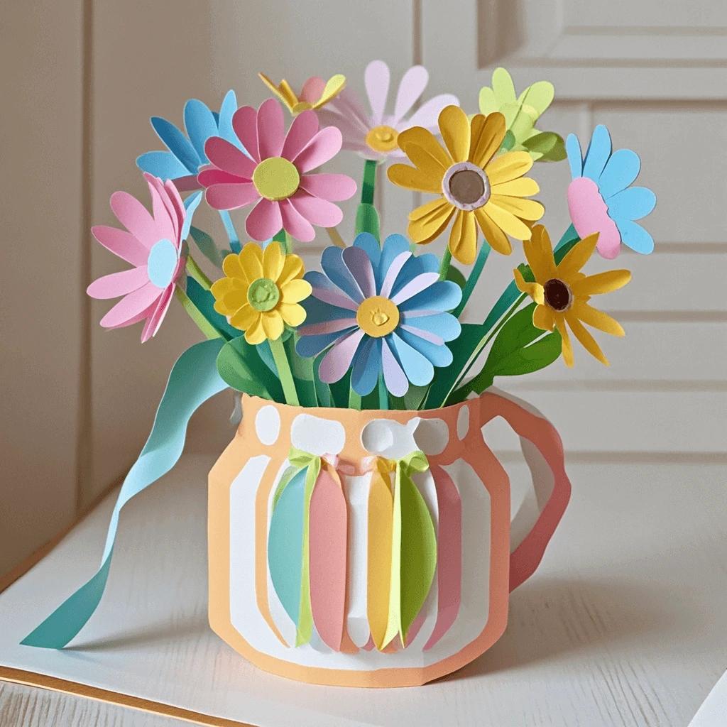 Paper Cut-Out Flowers in a Jar