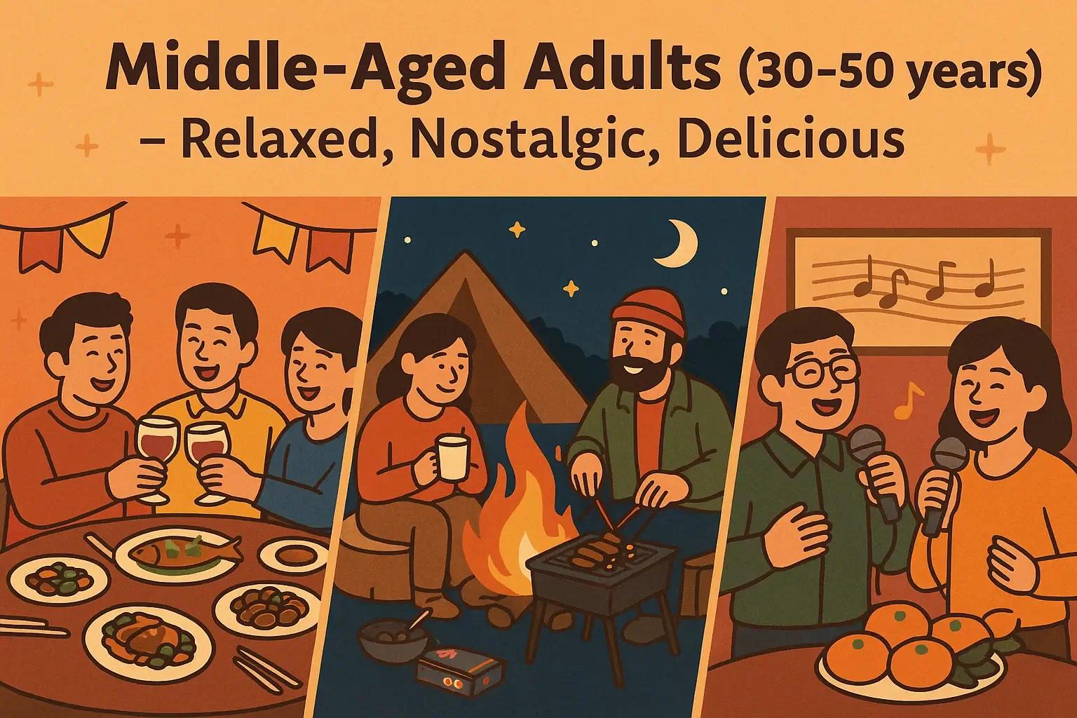 Chinese Middle Aged Adults Birthday Celebration